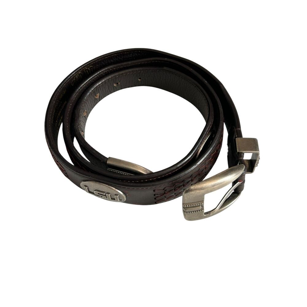 Men's LSU Tigers Genuine Full Grain Leather Concho Belt Brown Size 40 Western